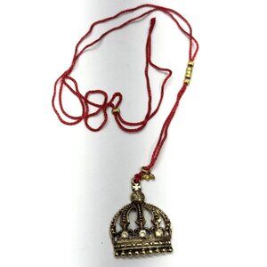 Vintage rhinestone crown red pendant necklace